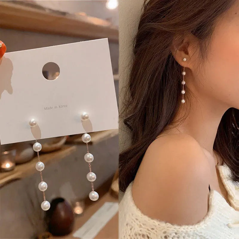 New Trend Simulated Pearl White Round Pearl Earrings